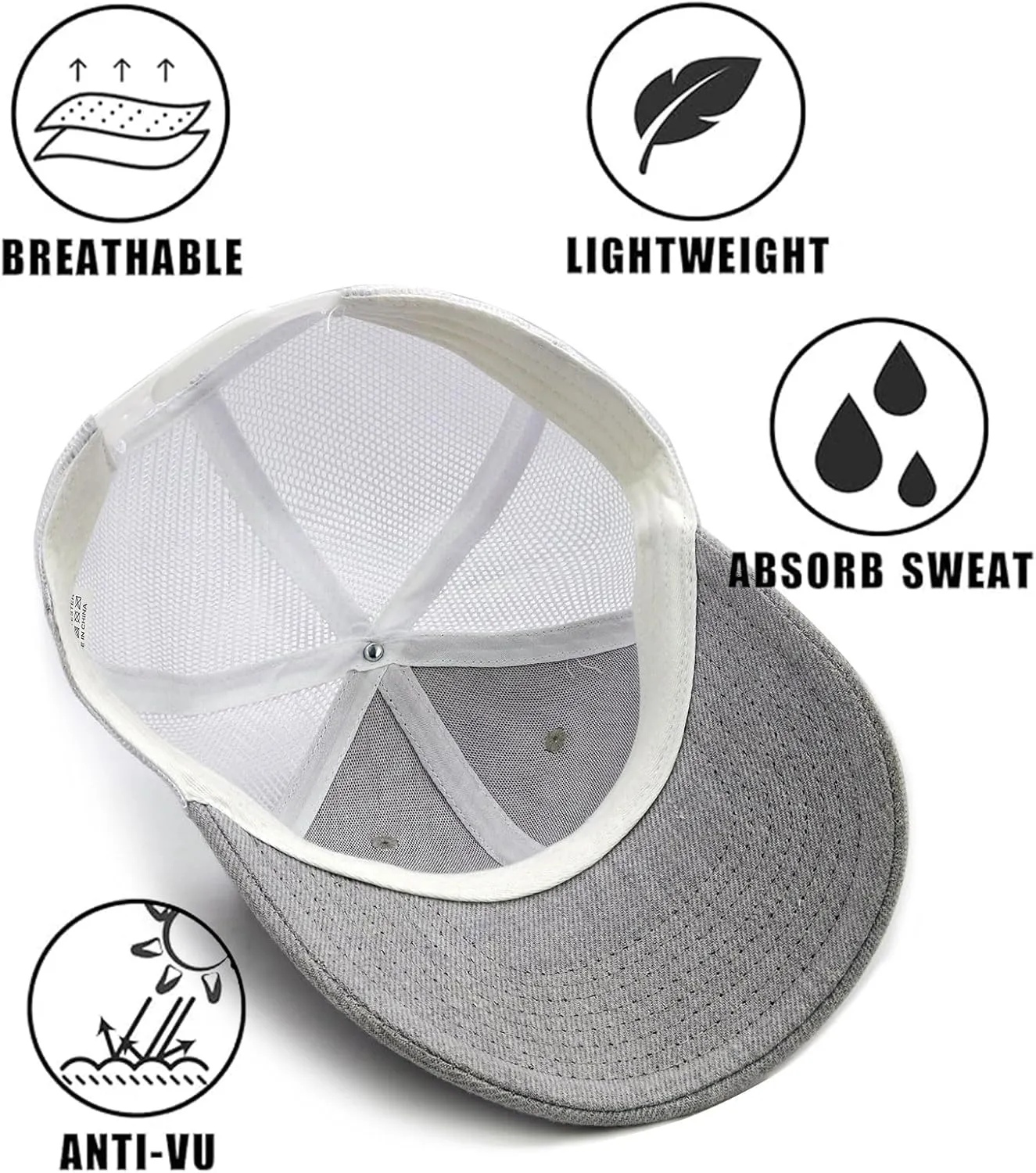 2-Pack Breathable Mesh Snapback Trucker Hats, Adjustable Baseball Caps for Men Women, Cotton-Poly Twill Outdoor