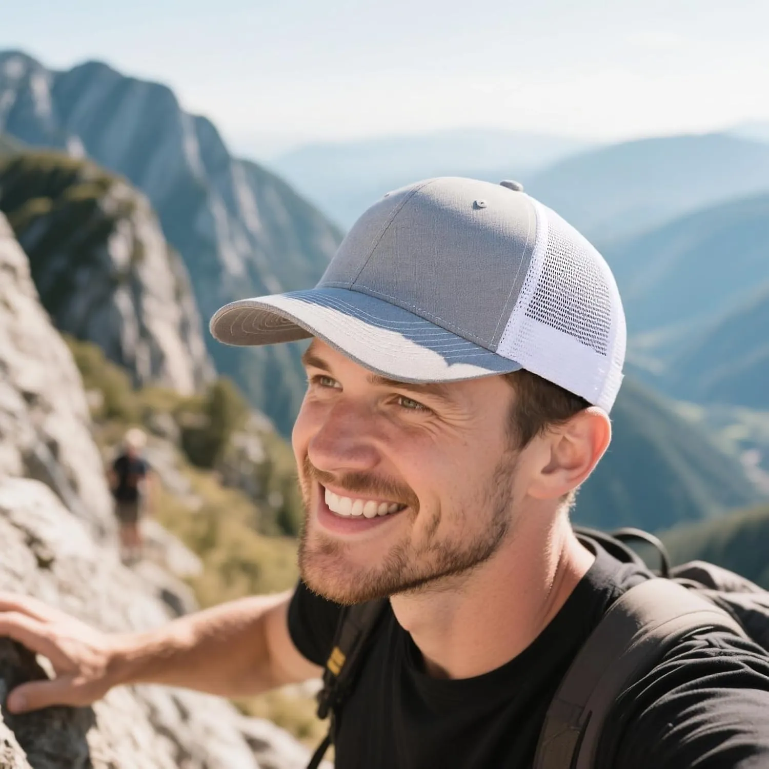 2-Pack Breathable Mesh Snapback Trucker Hats, Adjustable Baseball Caps for Men Women, Cotton-Poly Twill Outdoor