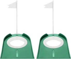 2 Pack Golf Putting Cup with Flag, Plastic Golf Putting Practice Training Aids Indoor Golf Putting Green Hole Golf Putter Regulation Cup for Men Women Kids Home Office Backyard Lawn Golfing