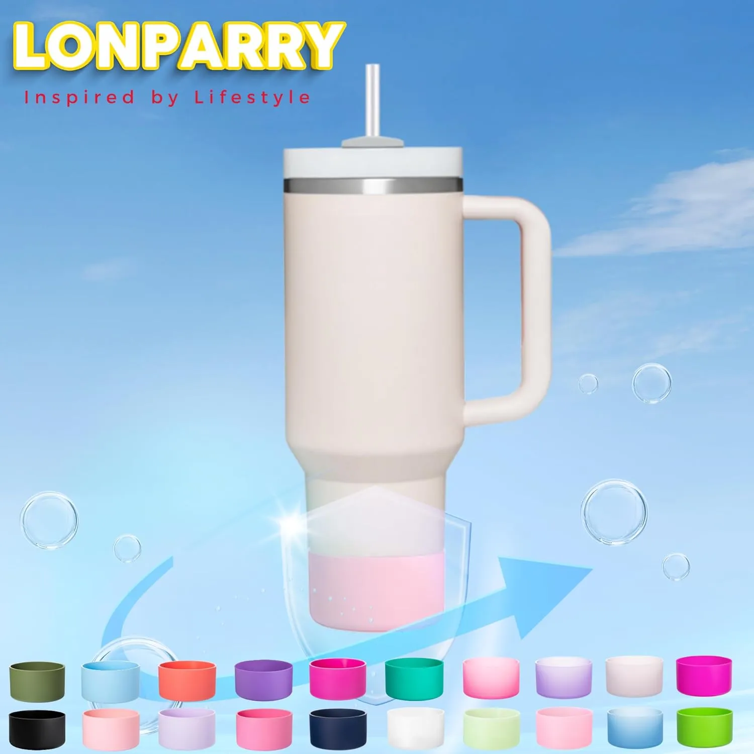 2-Pack Silicone Boot for Stanley 40 30 oz Quencher Adventure Tumbler, IceFlow 30 20 oz, Stanley Cup Protector