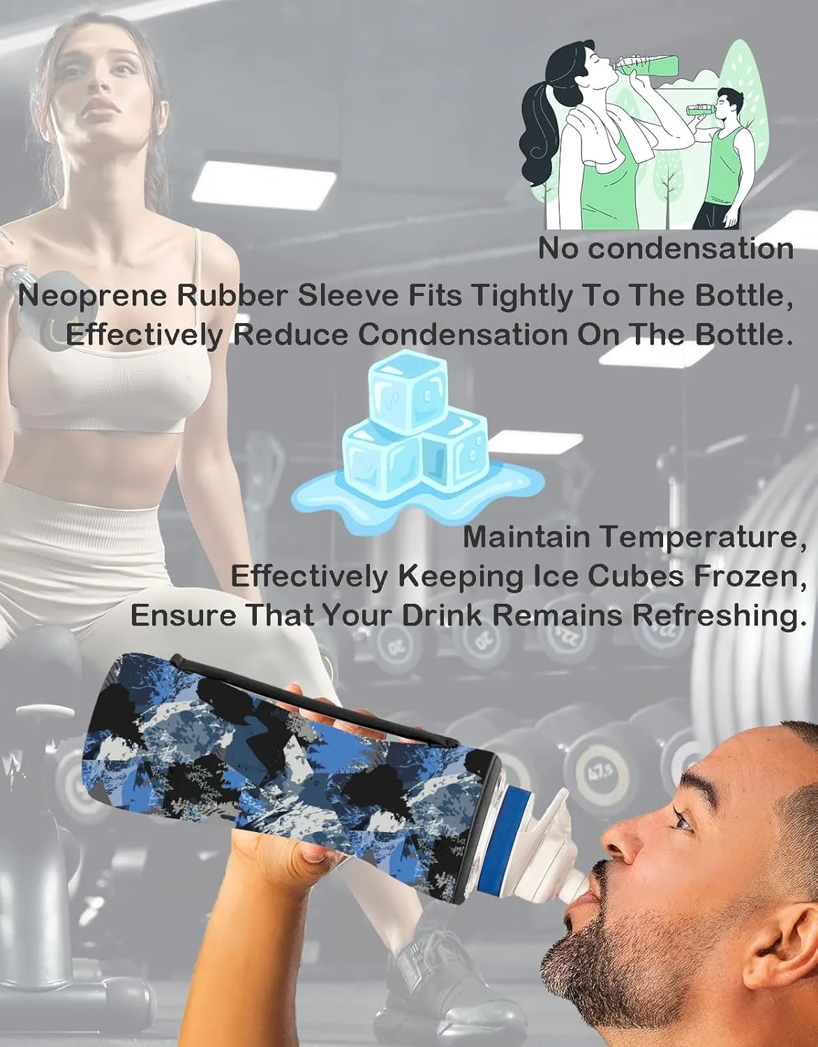 32oz Cute Printed Sleeve Compatible With Cirkul Water Bottle For Plastic And Stainless Steel Bottles 32oz Neoprene Sweat-Wicking Material Insulated Cover Designed With Handles (Snow Mountain)