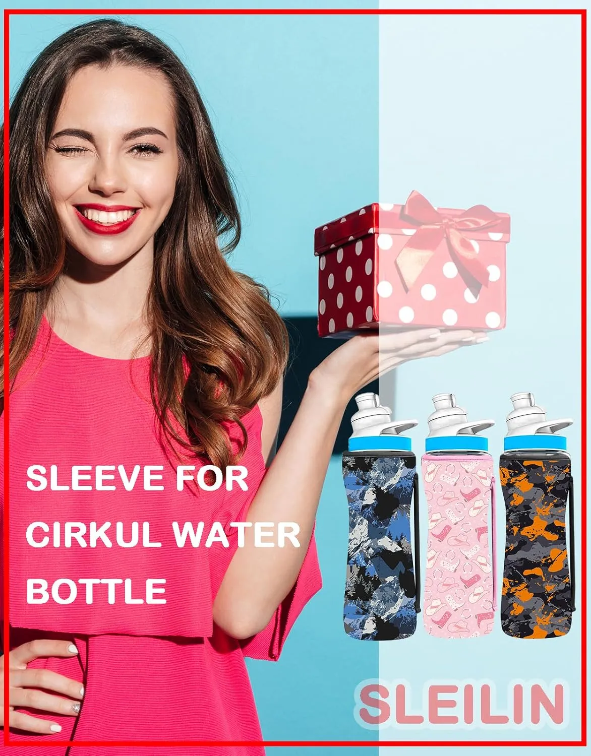 32oz Cute Printed Sleeve Compatible With Cirkul Water Bottle For Plastic And Stainless Steel Bottles 32oz Neoprene Sweat-Wicking Material Insulated Cover Designed With Handles (Snow Mountain)