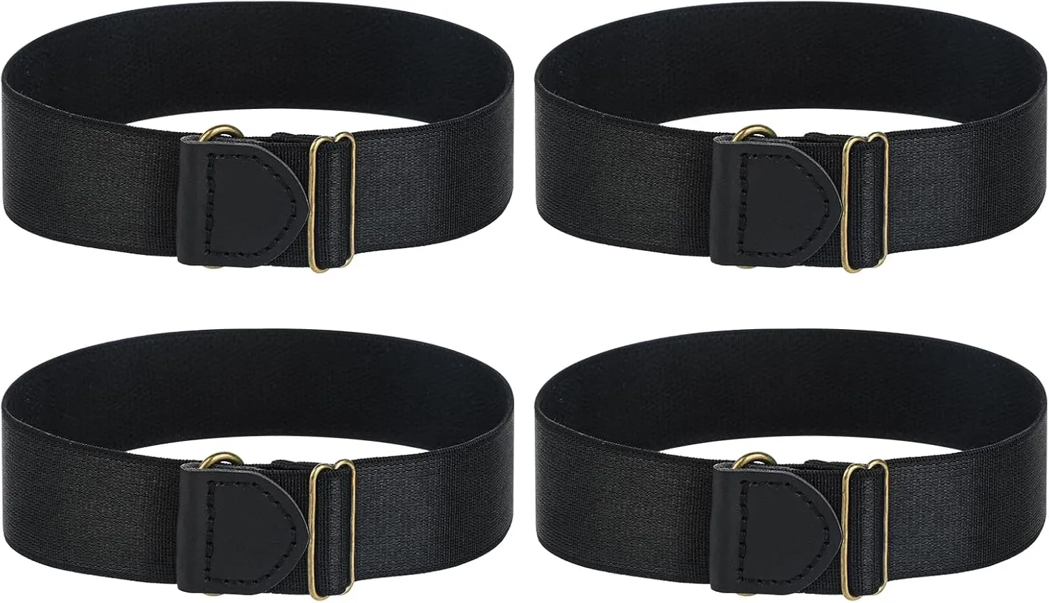 4Pcs Black Elastic Adjustable Arm Band, Unisex Stretchy Sleeve Garters Anti-Slip Shirt Long Sleeve Holders Armband Hold up Costume for Men(Black)