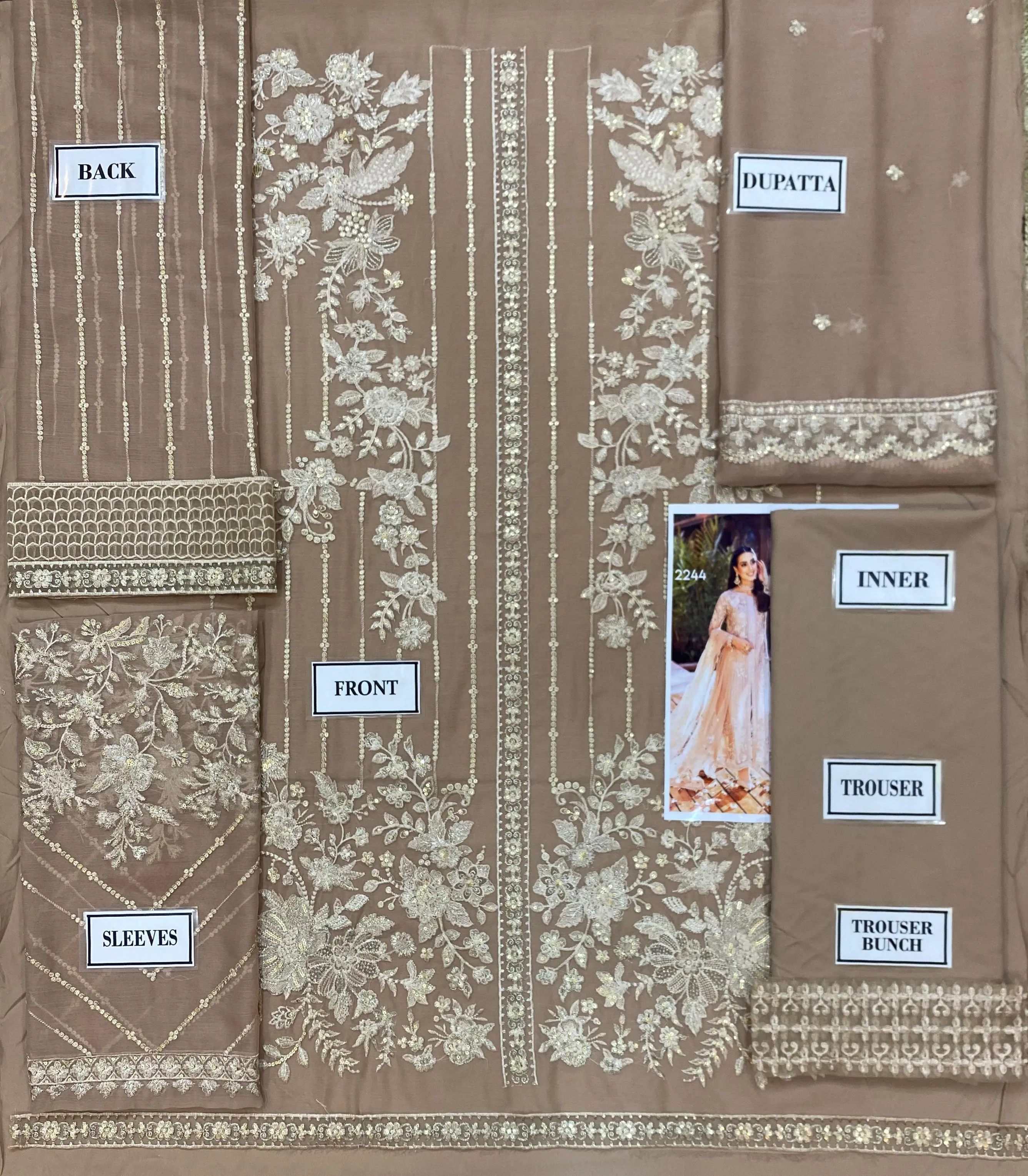 Elegant Azure Chiffon Suit with Stylish Detailing