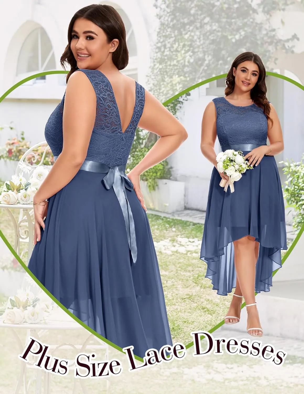BeryLove Cocktail Prom Dresses 2025 Formal Wedding Guest Dresses Sleeveless Lace High Low Homecoming Dress