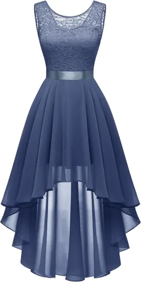BeryLove Cocktail Prom Dresses 2025 Formal Wedding Guest Dresses Sleeveless Lace High Low Homecoming Dress