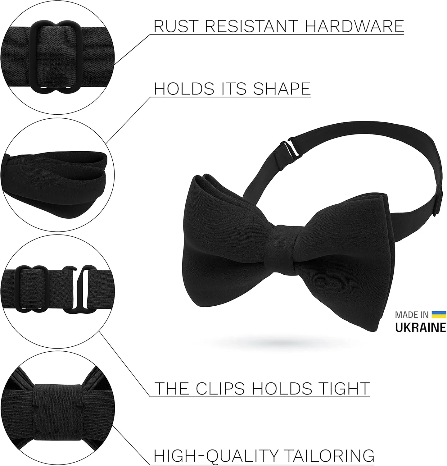 Bow Tie House Classic Pre-Tied Soft Crape Bow Tie for Wedding Formal Events Solid Tuxedo for Adults & Children