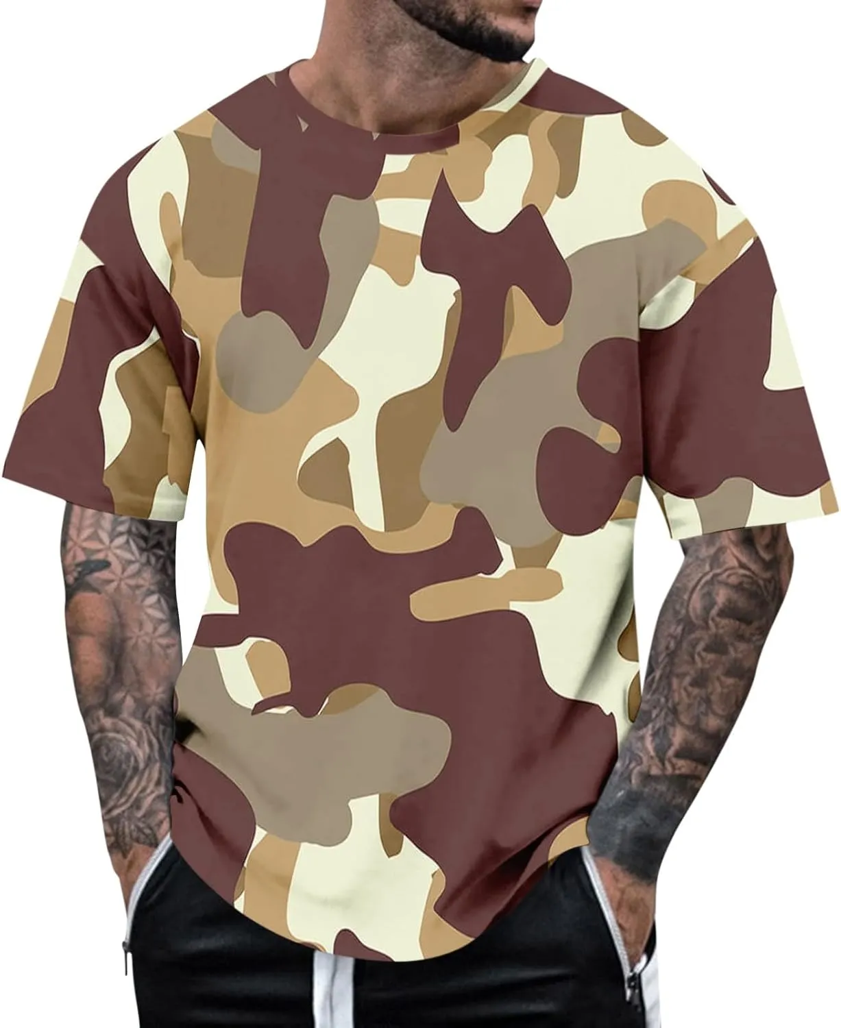 Casual Summer Camouflage Short Sleeve Shirt Plus Size Outdoor Fashion Tees Trendy Blouse T Shirt