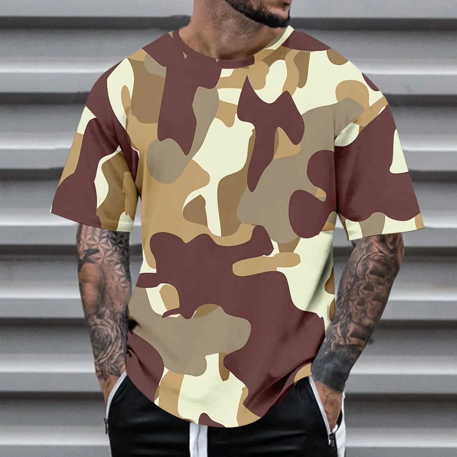 Casual Summer Camouflage Short Sleeve Shirt Plus Size Outdoor Fashion Tees Trendy Blouse T Shirt