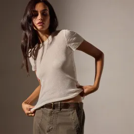Ivory Ribbed Crew Neck Sweater - Cotton Cashmere Blend
