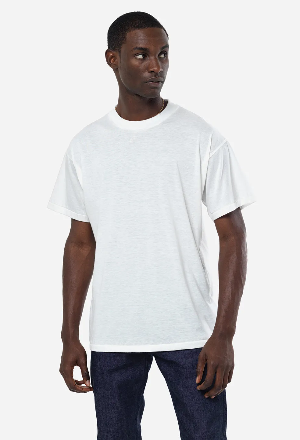Luxurious White Cotton Cashmere Crewneck Sweater