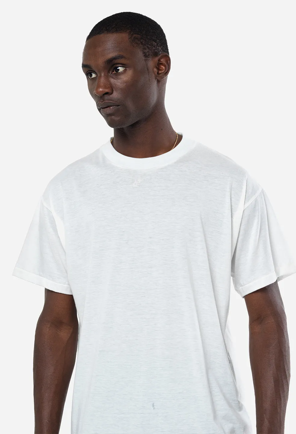Luxurious White Cotton Cashmere Crewneck Sweater