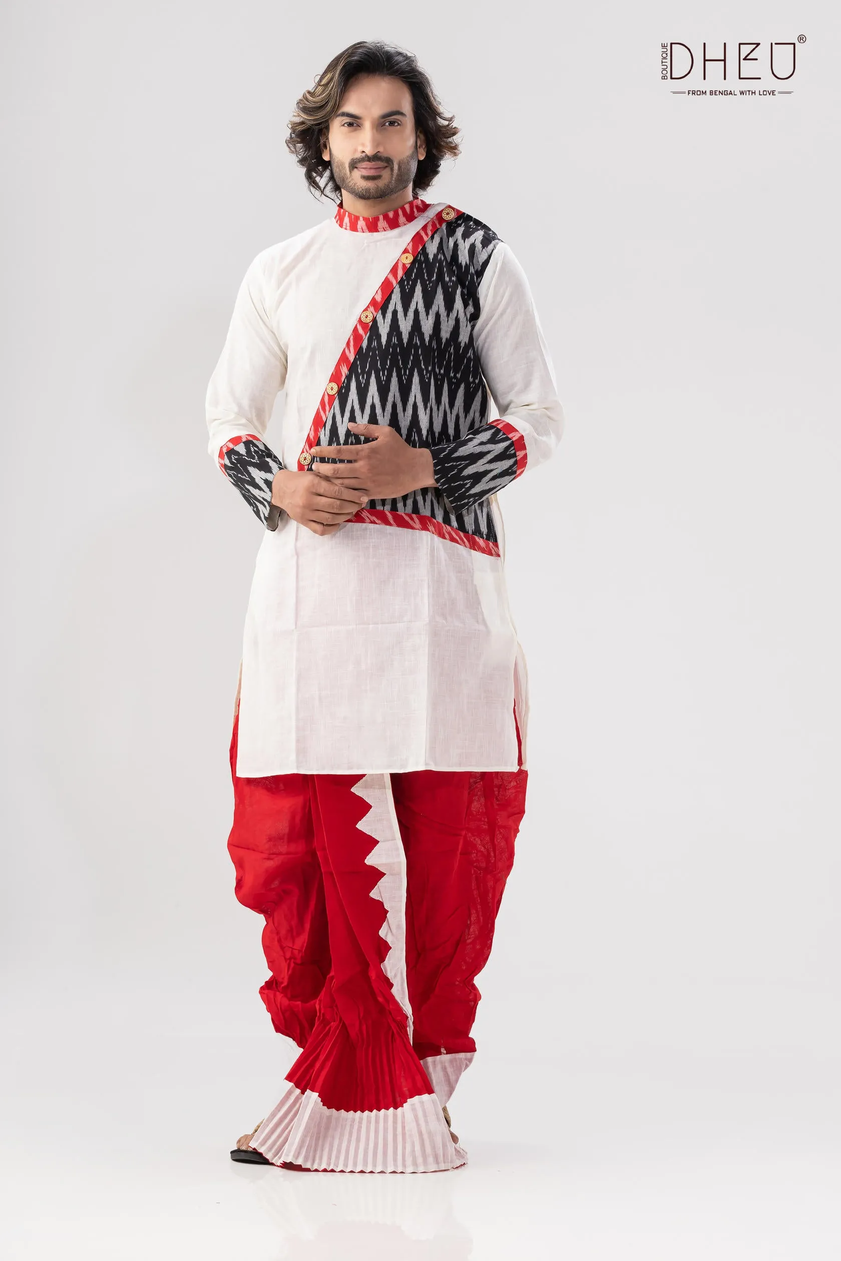 Elegant Mens Kurta and Dhoti Set by Damodar - Traditional Ethnic Wear Option