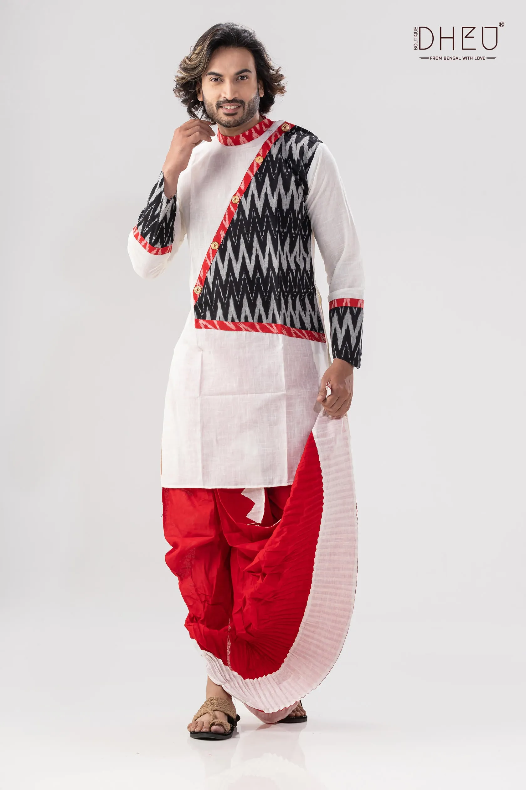 Elegant Mens Kurta and Dhoti Set by Damodar - Traditional Ethnic Wear Option