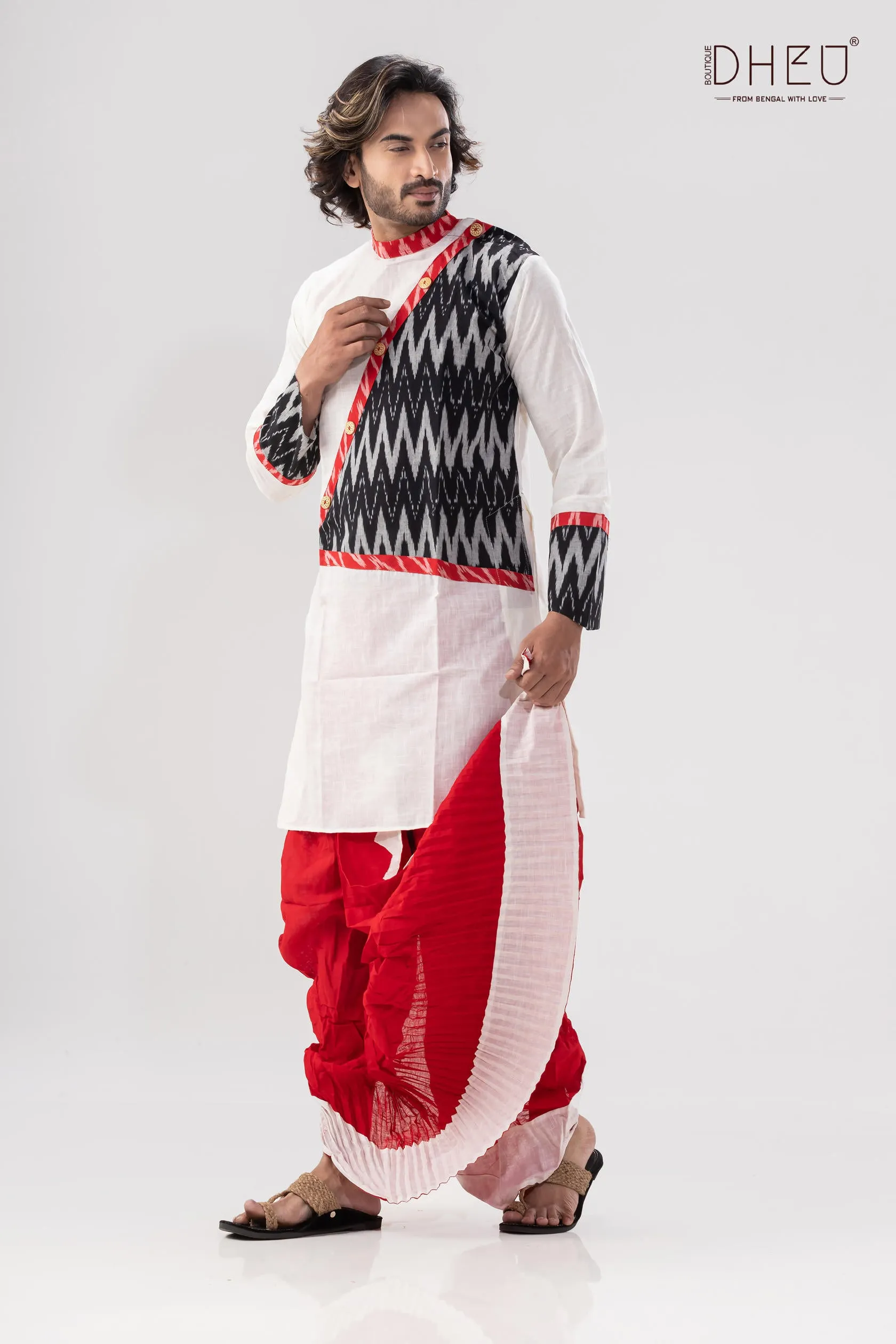 Elegant Mens Kurta and Dhoti Set by Damodar - Traditional Ethnic Wear Option