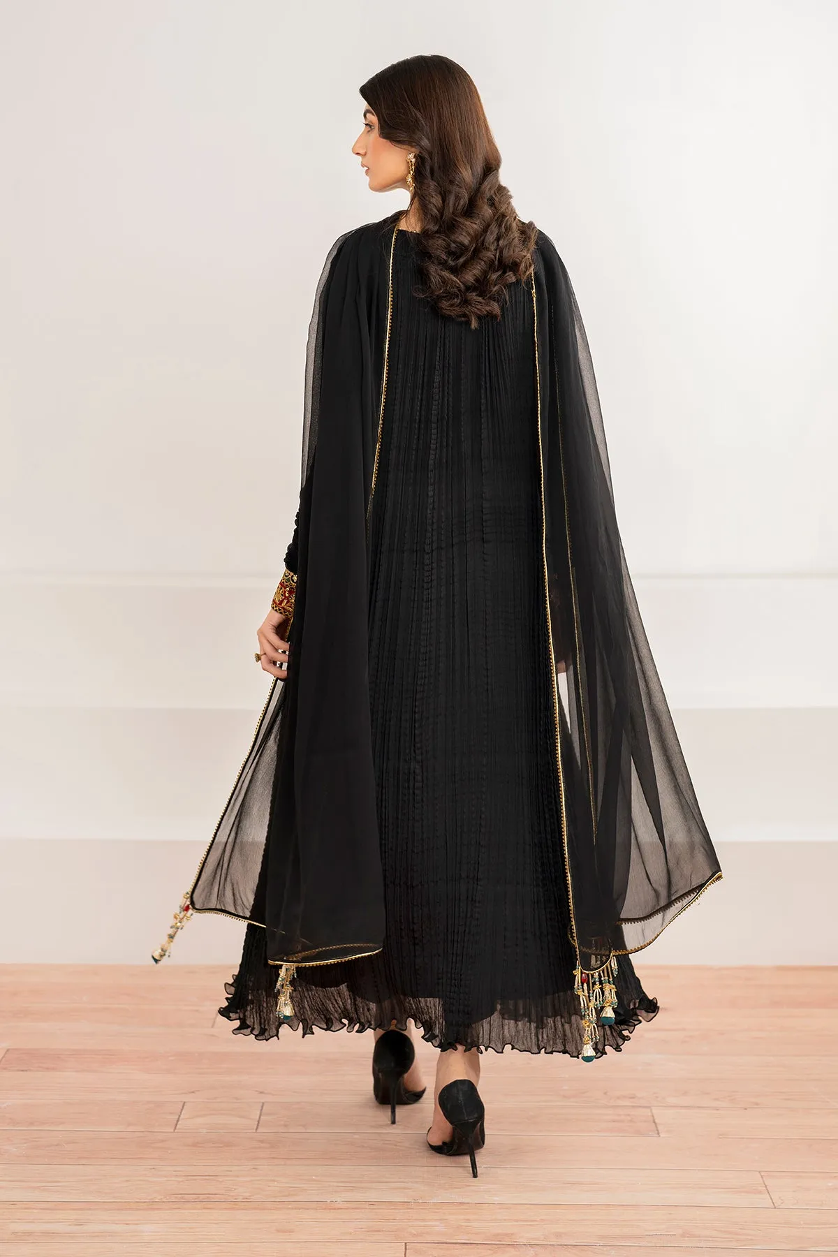 Luxurious Embroidered Crush Chiffon Dress - PR-992