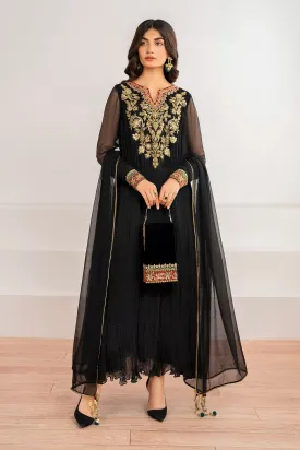 Luxurious Embroidered Crush Chiffon Dress - PR-992