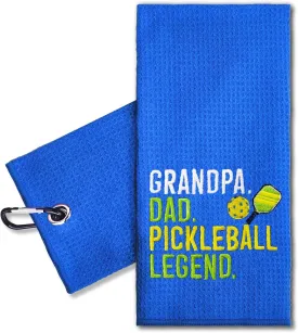 ERHACHAIJIA Grandpa Dad Pickleball Legend Embroidered Pickleball Sports Towel with Clip. Funny Pickleball Gifts for Men Dad Uncle Grandpa Pickleball Lover, Birthday Retirement