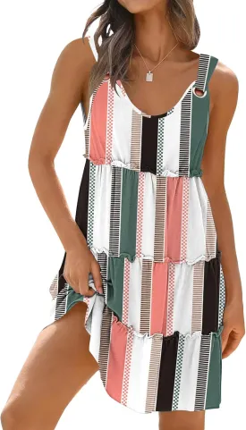 ETCYY Sundresses for Women 2025 Vacation Swimsuit Cover Ups Boho Floral Beach Dress T-Shirts Tank Dresses