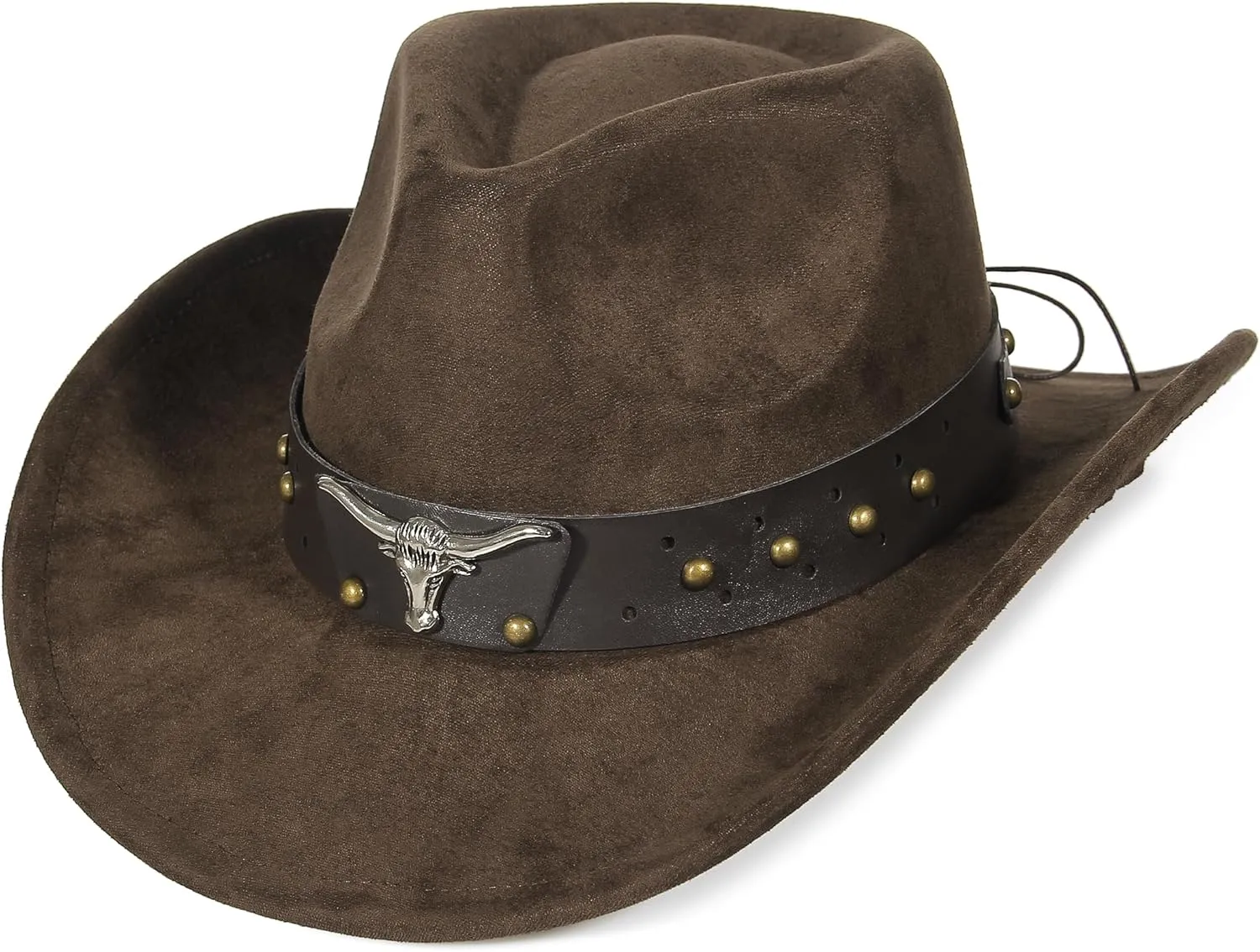 GEMVIE Suede Cowboy Hat for Men Women Roll up Brim Cowgirl Hat Classic Country Cowboy Hat