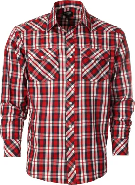 Gioberti Men's Western Plaid Long Sleeve Shirt with Pearl Snap-on