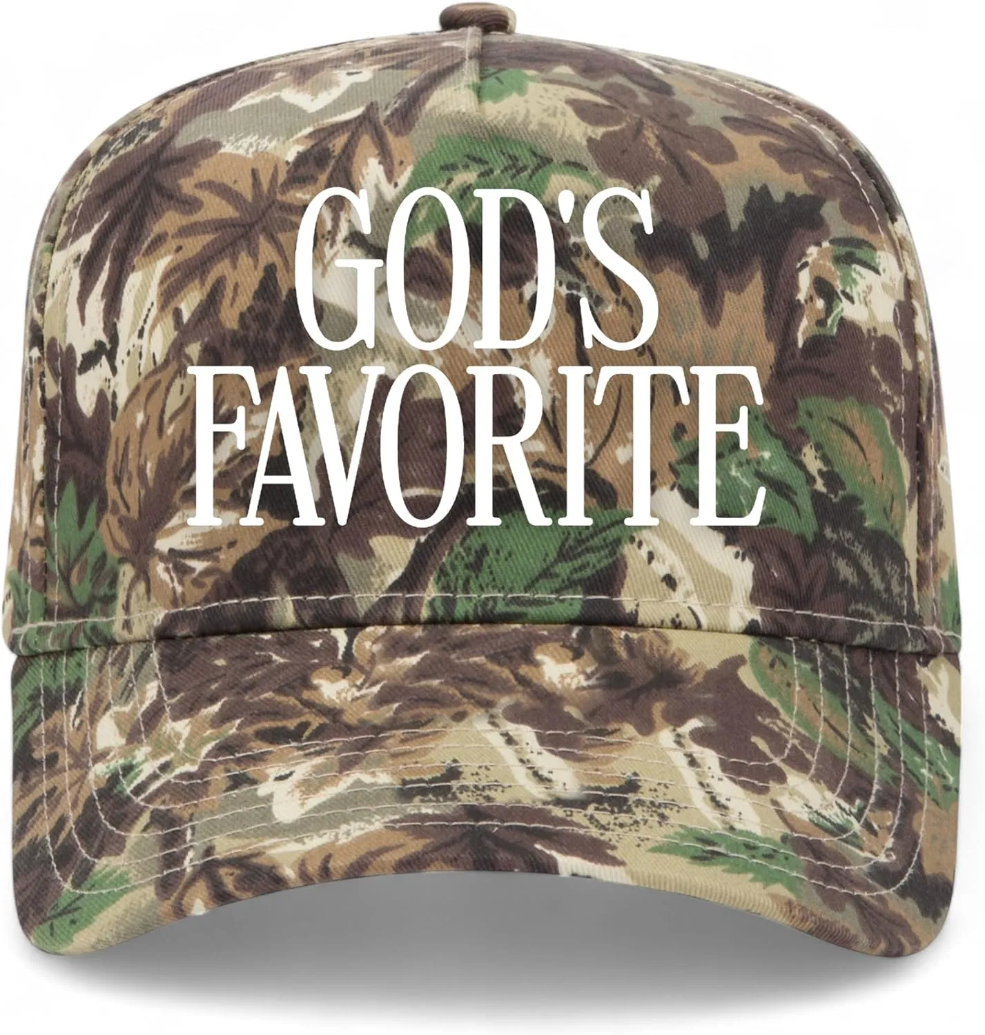 God's Favorite Camo Vintage Trucker Hat | Premium Snapback Baseball Hat for Men & Women