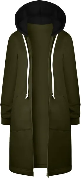 GOFULY Sweatshirt Dress Women Lightweight Zip Up Hoodies Fleece Fall Long Sleeve Drawstring Clothes Solid Jacket With Pockets
