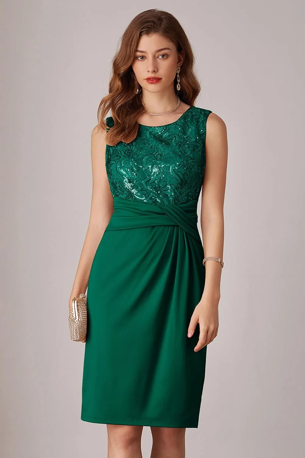 GRACE KARIN Women's Sequin Dress Two Piece Mother of The Bride Dresses with Jacket Lace Formal Wedding Guest Dress