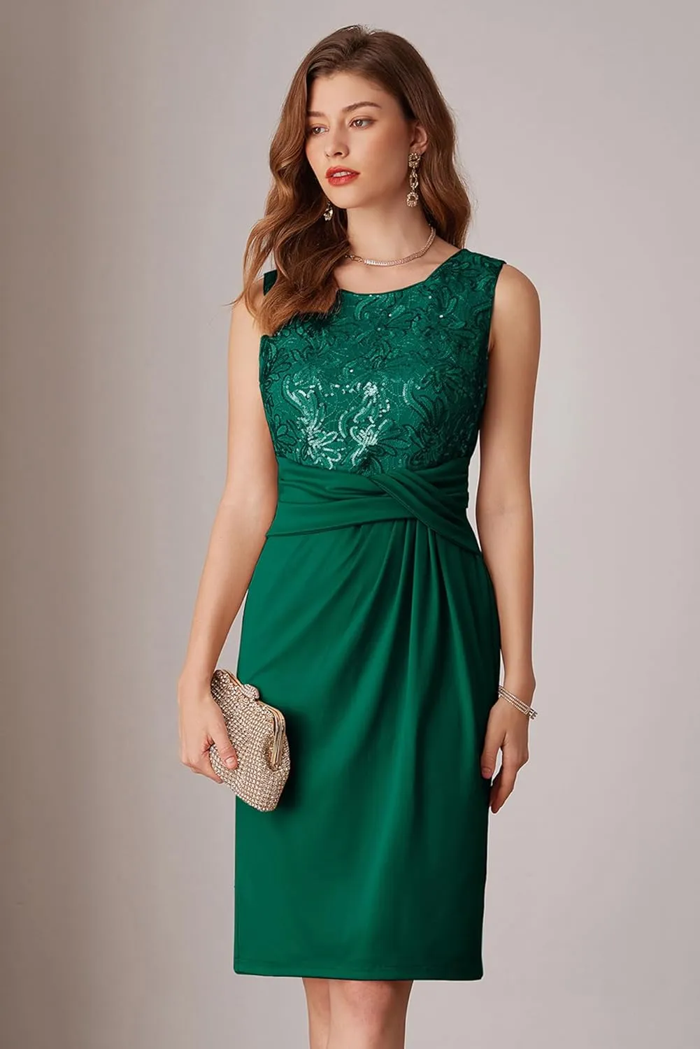 GRACE KARIN Women's Sequin Dress Two Piece Mother of The Bride Dresses with Jacket Lace Formal Wedding Guest Dress