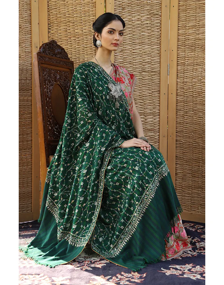 Green Check Jaldaar Pashmina Shawl