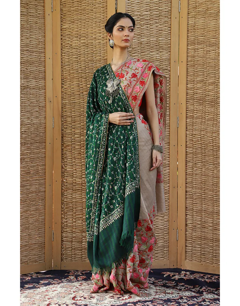 Green Check Jaldaar Pashmina Shawl