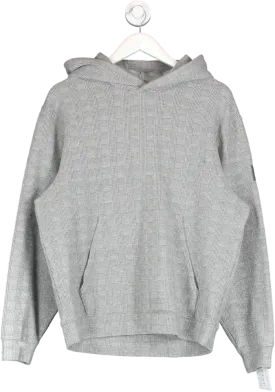 Grey Oversized Checked Hoodie One Size