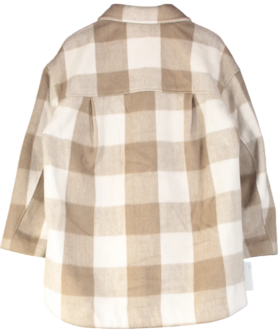H&M Beige Oversized Checked Long Shacket UK M
