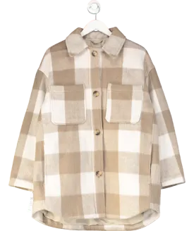 H&M Beige Oversized Checked Long Shacket UK M