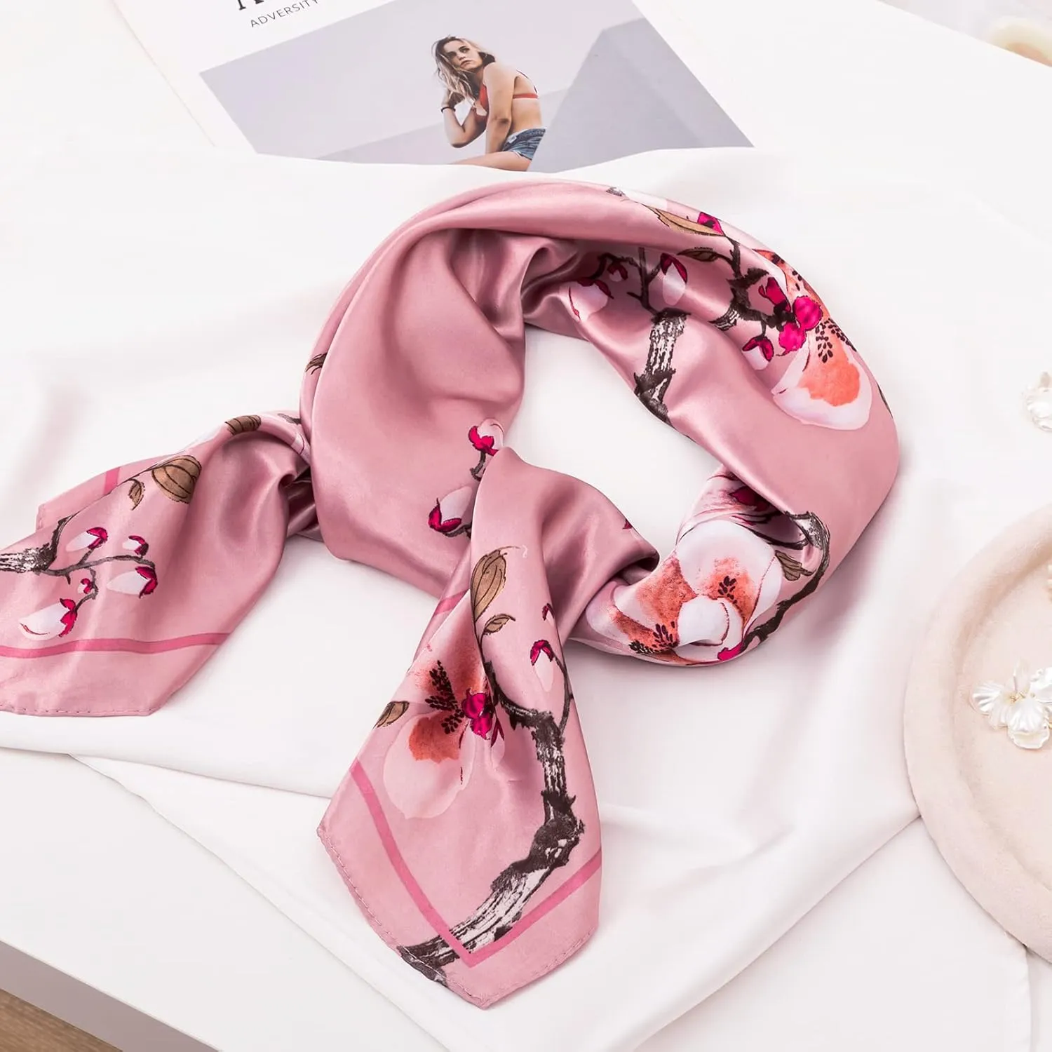 HBselect 4PCS Head Scarf for Women 35 Head Scarves Silk Like Satin Neck Scarfs Square Bandana Hair Wraps Scarf for Sleeping