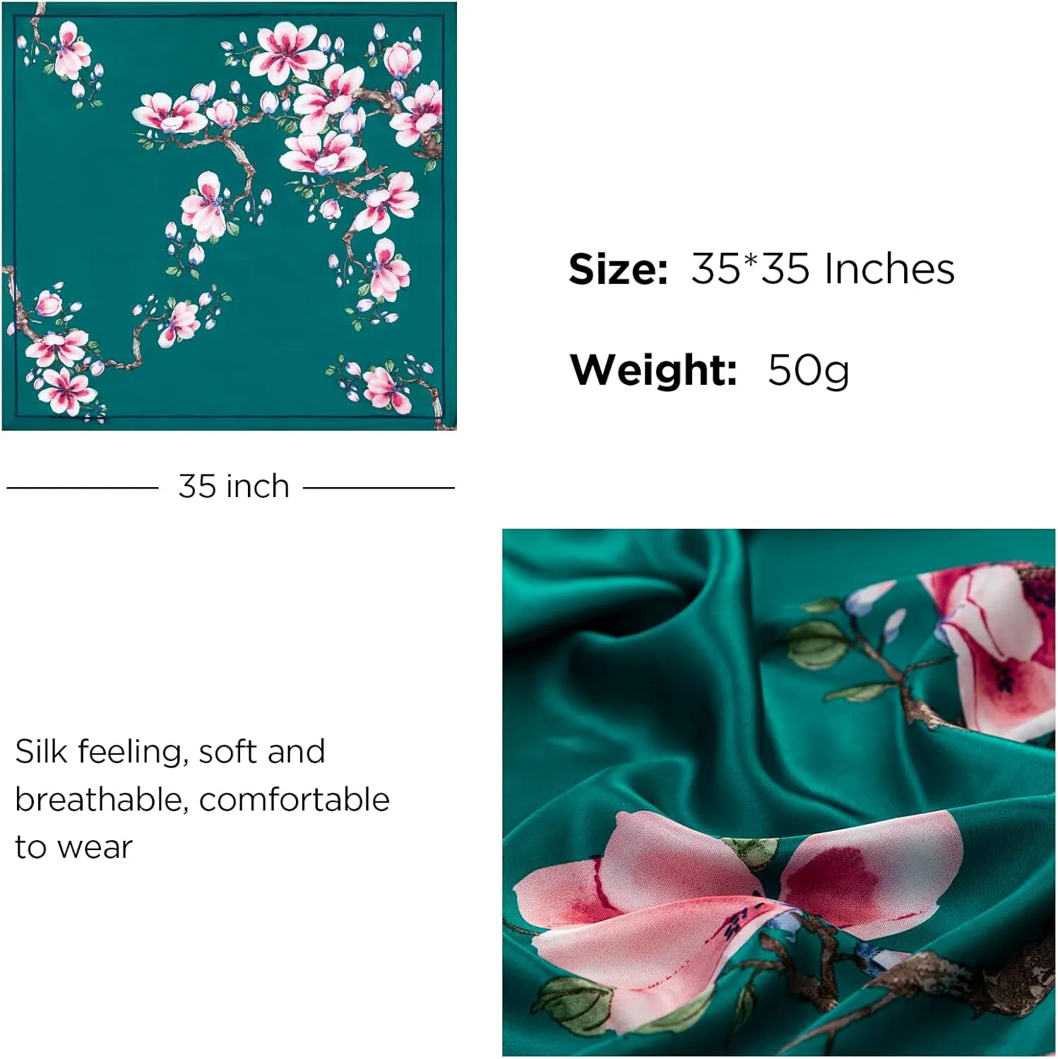 HBselect 4PCS Head Scarf for Women 35 Head Scarves Silk Like Satin Neck Scarfs Square Bandana Hair Wraps Scarf for Sleeping