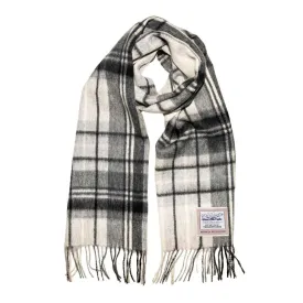 Heritage Pure Wool Tartan Check Scarf Black/White (cig49)