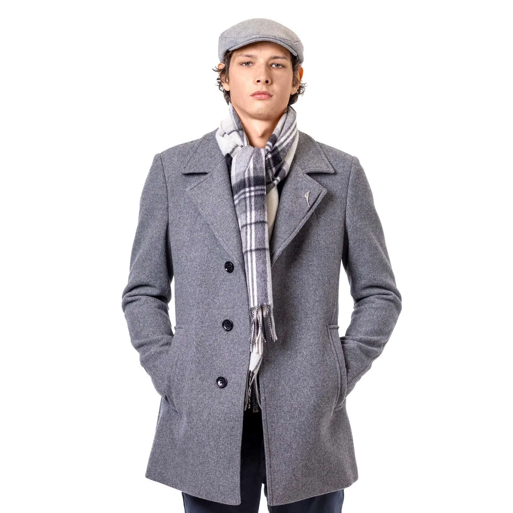 Heritage Pure Wool Tartan Check Scarf Black/White (cig49)
