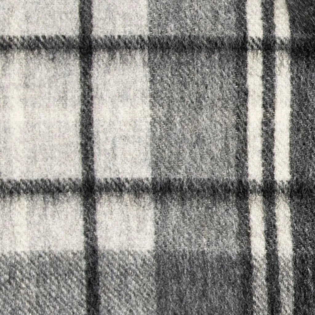 Heritage Pure Wool Tartan Check Scarf Black/White (cig49)
