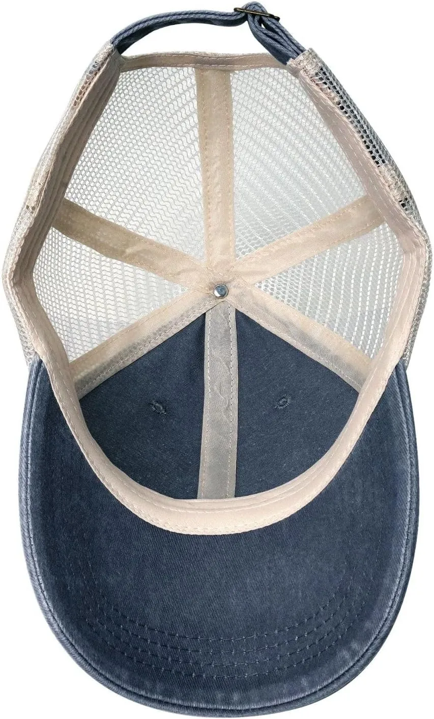 HHNLB American Flag Car Trucker Hat, Adjustable Embroidered USA Patriotic Mesh Snapback Baseball Cap