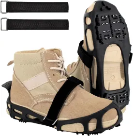 Ice Cleats for Shoes and Boots Women Men Kids, Crampons for Hiking Boots Climbing Fishing Running, Rubber Stainless Steel Traction Non Slip Gripper Spikes for Shoes On Ice Snow Winter Walking