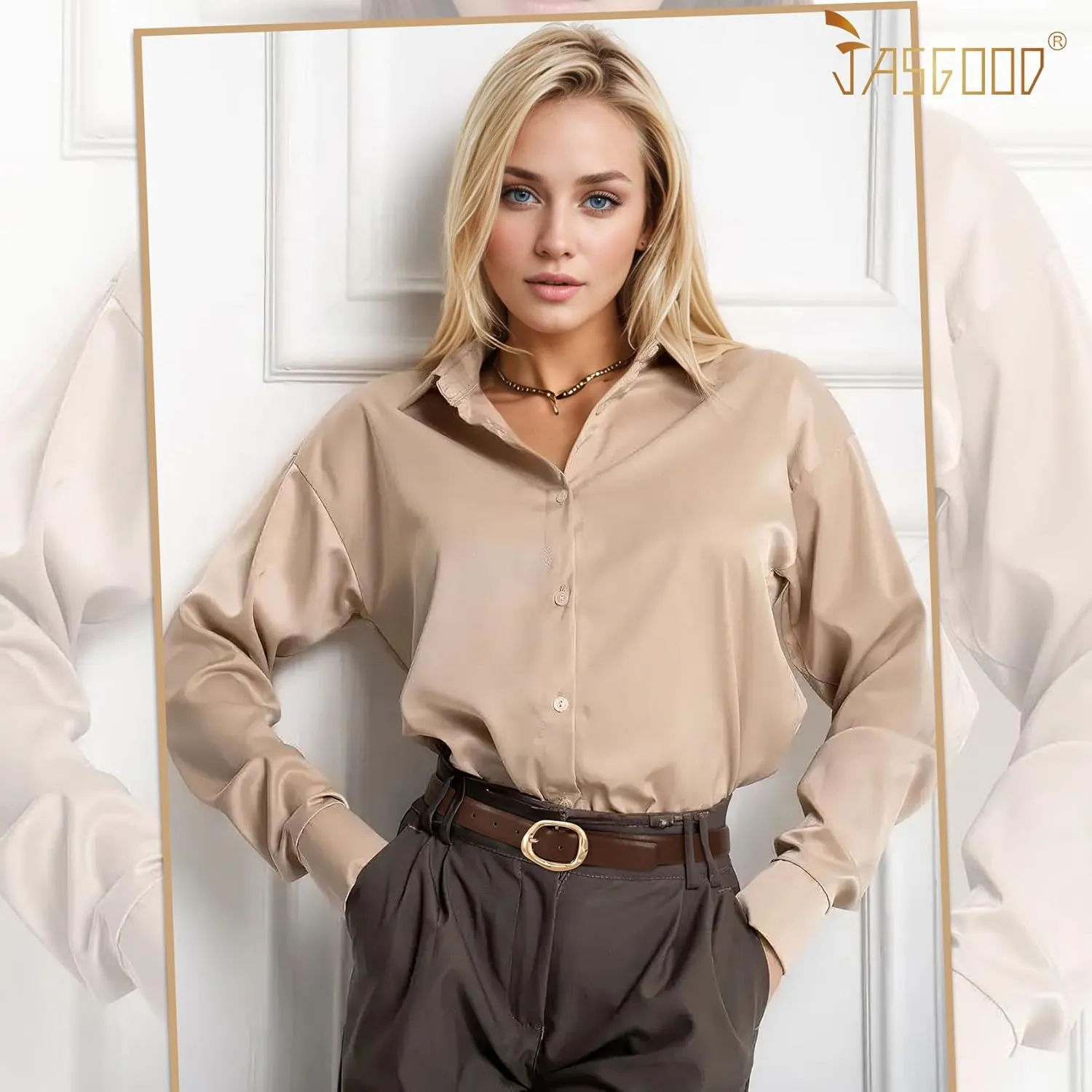 JASGOOD Women Leather Belt for Jeans Pants Ladies Casual Waist Belt Fashion Women Belt with Gold Buckle