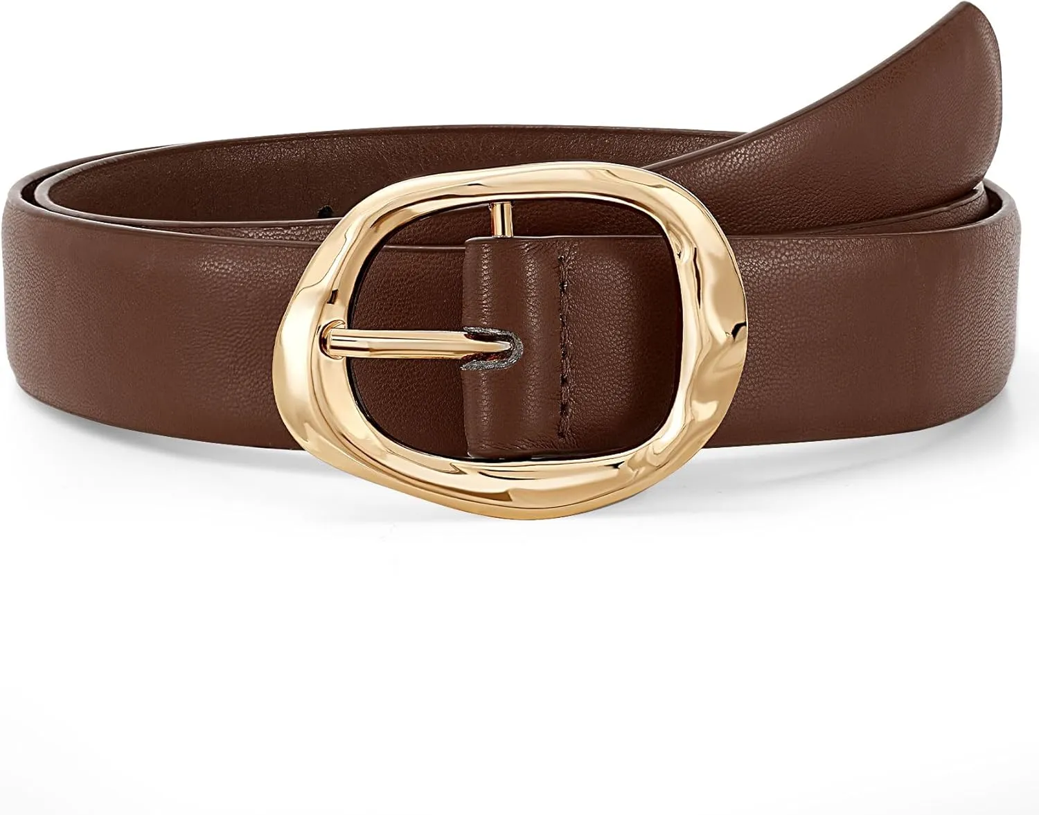 JASGOOD Women Leather Belt for Jeans Pants Ladies Casual Waist Belt Fashion Women Belt with Gold Buckle
