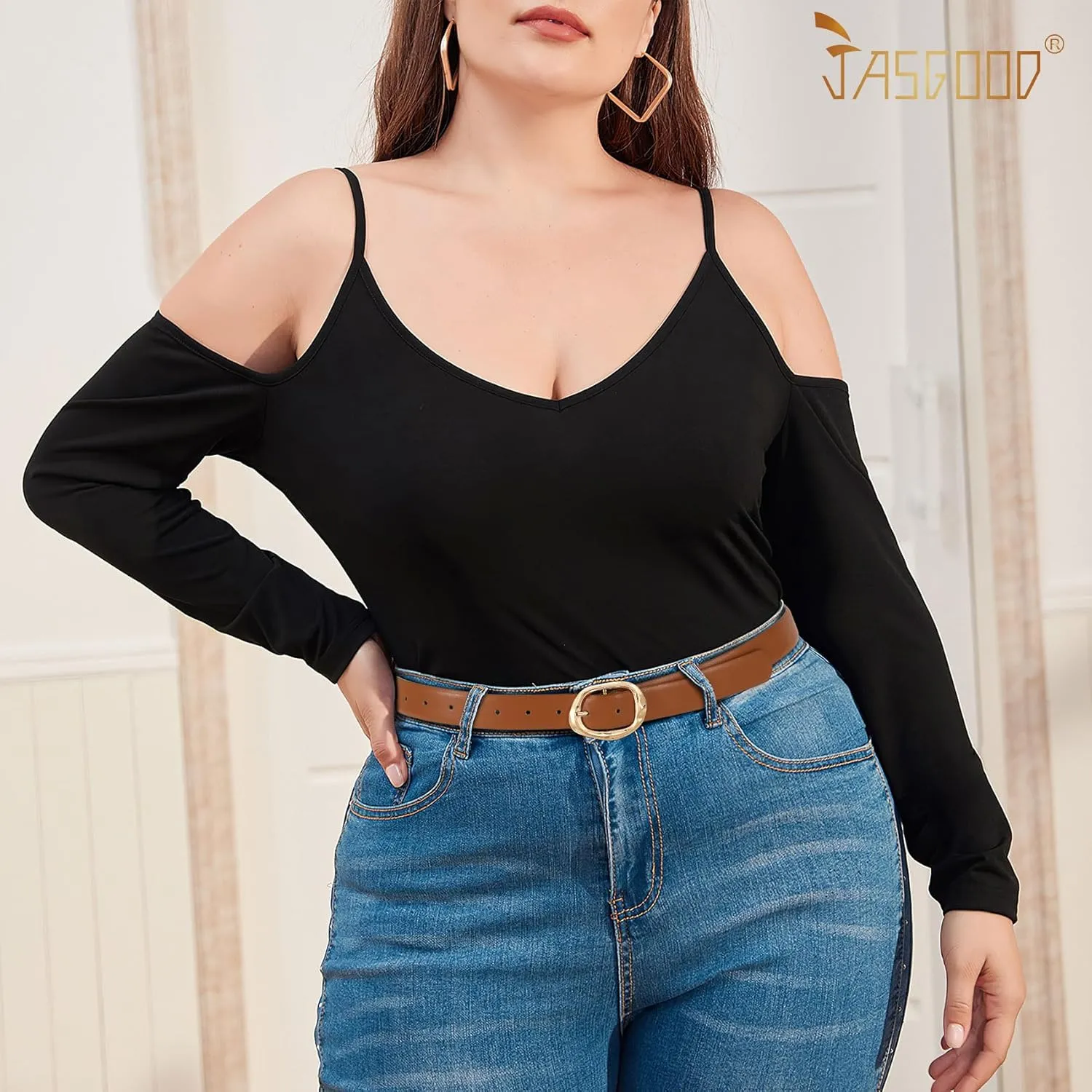JASGOOD Women Leather Belt for Jeans Pants Ladies Casual Waist Belt Fashion Women Belt with Gold Buckle