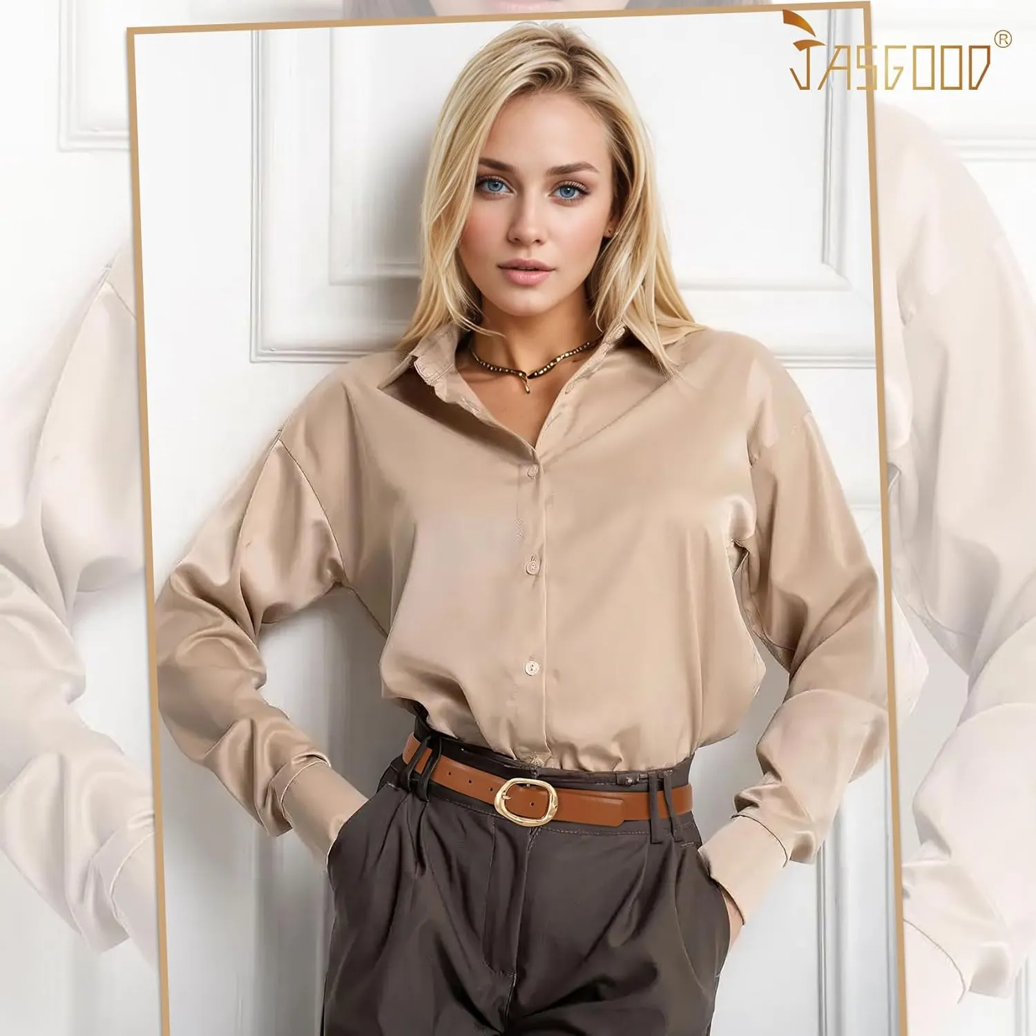 JASGOOD Women Leather Belt for Jeans Pants Ladies Casual Waist Belt Fashion Women Belt with Gold Buckle