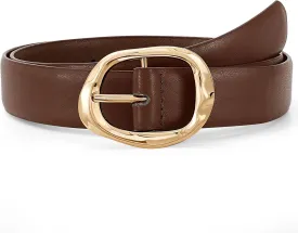 JASGOOD Women Leather Belt for Jeans Pants Ladies Casual Waist Belt Fashion Women Belt with Gold Buckle