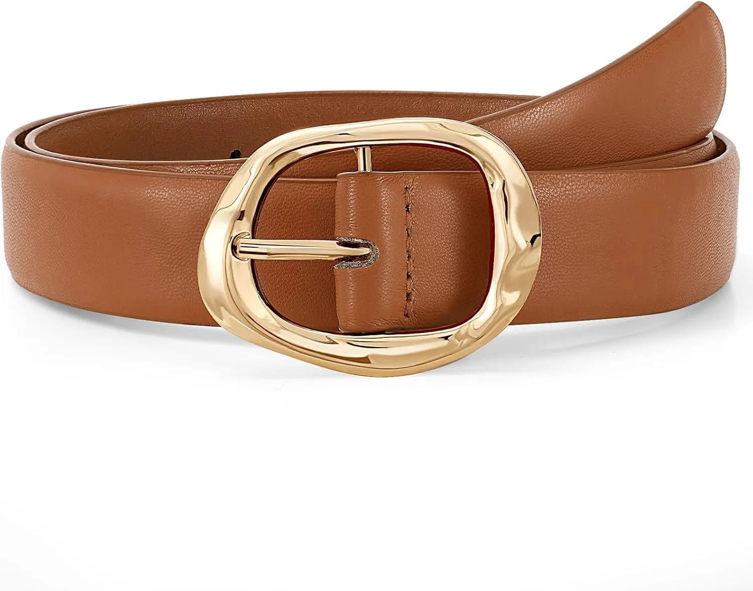 JASGOOD Women Leather Belt for Jeans Pants Ladies Casual Waist Belt Fashion Women Belt with Gold Buckle