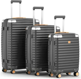 Joyway Luggage Set 3 Piece with TSA Lock and Spinner Wheels, PP Hard Shell Suitcase Set with Corner Protectors for Travel (Grey, 3 Piece set)