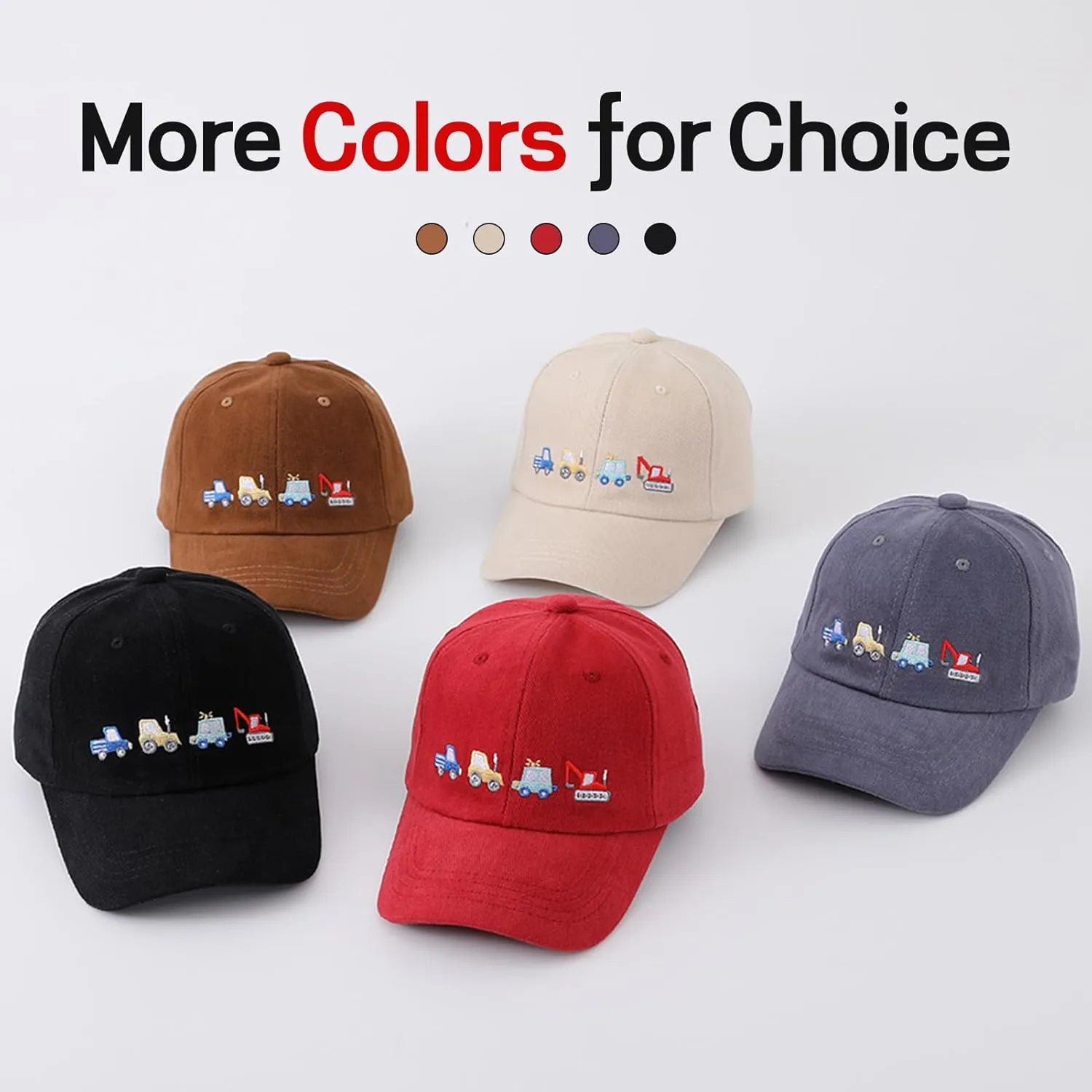 Kids Cute Car Embroidered Baseball Caps Toddler Trucker Hats Sun Protection Cap for Boys Girls 3-8 Years