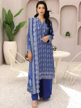Blue Lakhany Unstitched Pashmina Suit with Embroidery (LG-ZH-0101)
